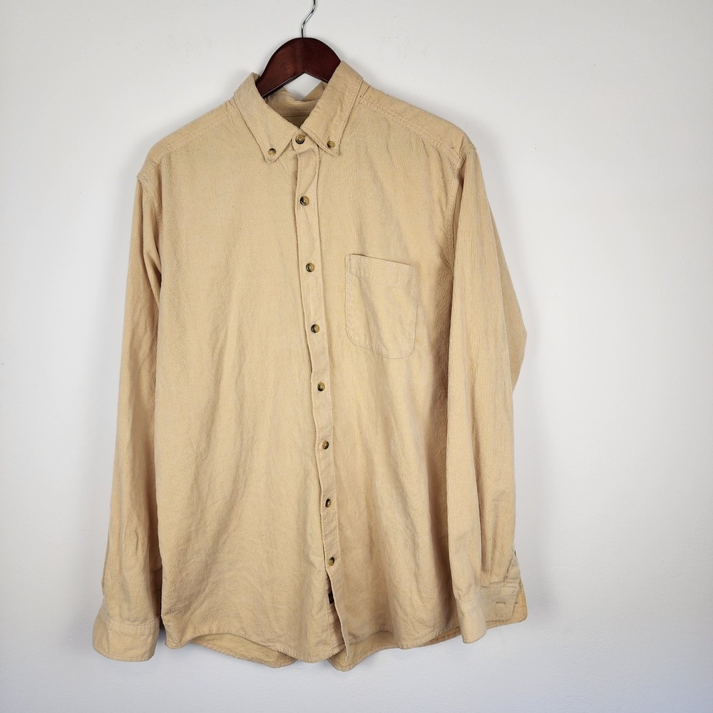 Territory Ahead Corduroy Beige Cream Long Sleeve‎ Button Shirt Men's Large Tall